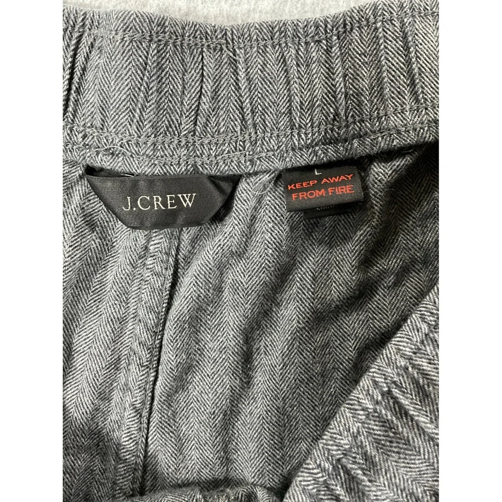 J.Crew Mens Grey Herringbone Cotton Lounge Pants Drawstring Joggers Size L #927